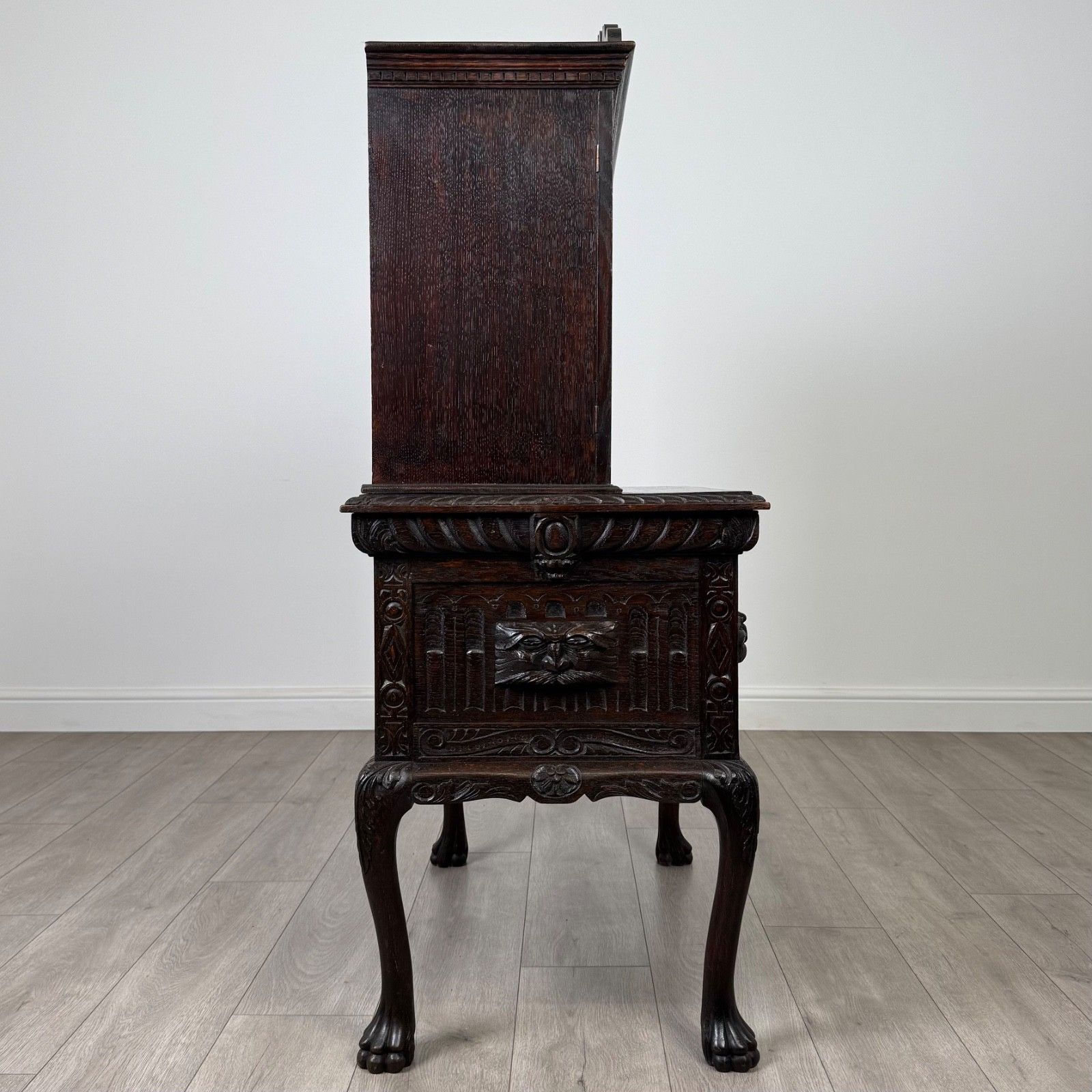 Antique 19th Century Heavily Carved Oak Cabinet photo vintage