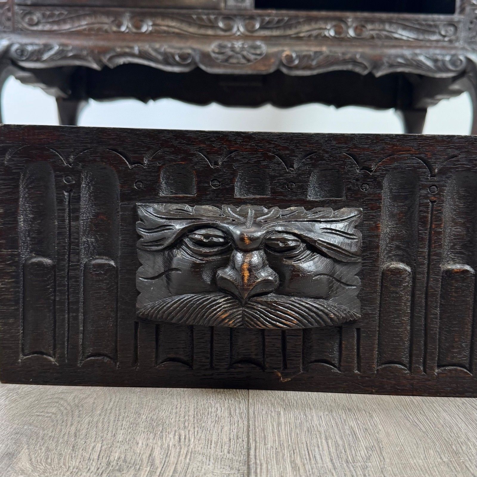 895.0 Antique 19th Century Heavily Carved Oak Cabinet photo