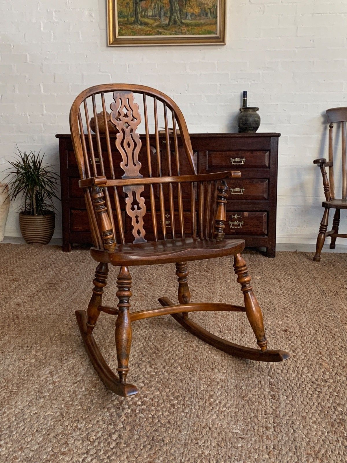 Furniture 19th Century Country Style Windsor Rocking Chair photo
