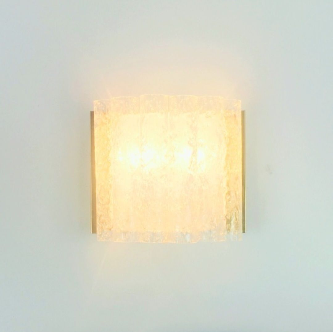Pair Of Mid Century Modern Murano Ice Glass Wall Lights From Doria, Germany, 1960s photo vinterior