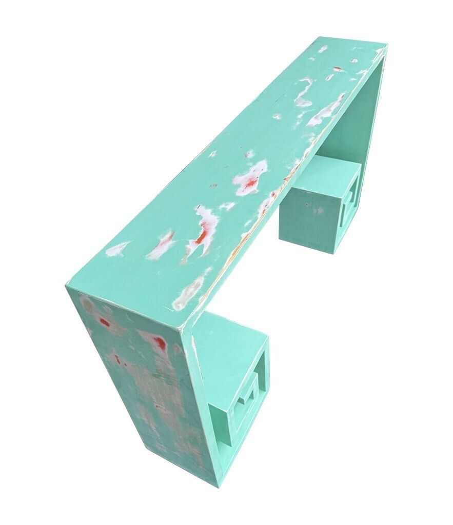 A 1970s Table With Greek Key Design, In Distressed Beach Finish photo buy