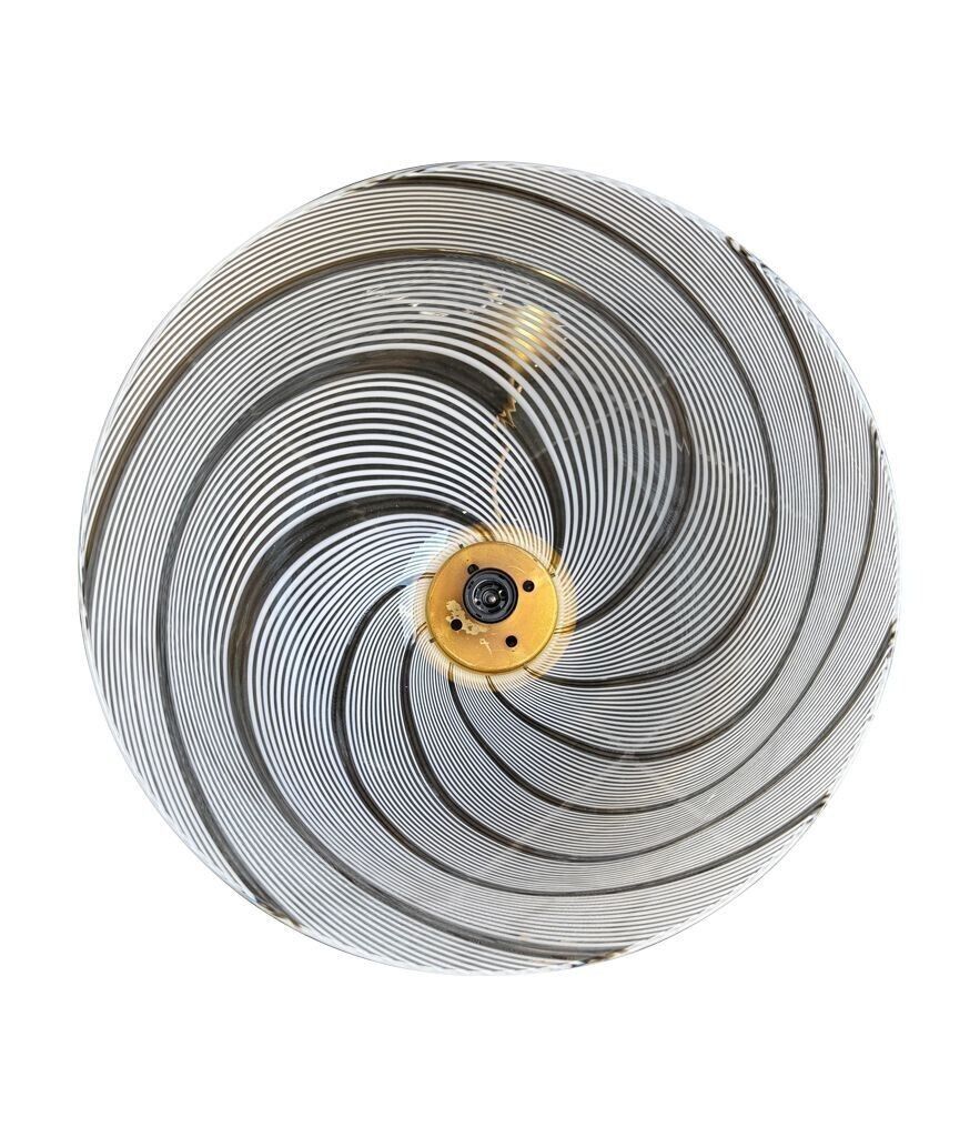 photo buy An Italian 1970s Large Murano Swirl Glass Pendant Light By Venini With Brass Top And Ceiling Rose.
