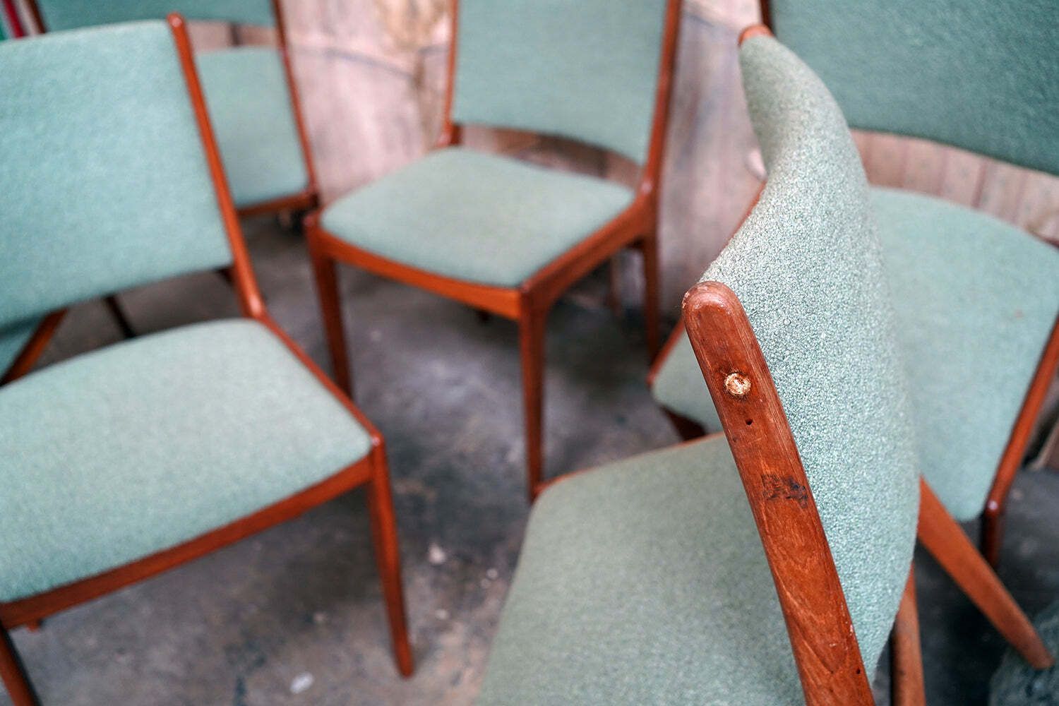 A Set Of Six Danish 1960's Chase Erwin Upholstered Teak Dining Chairs photo 1800.0