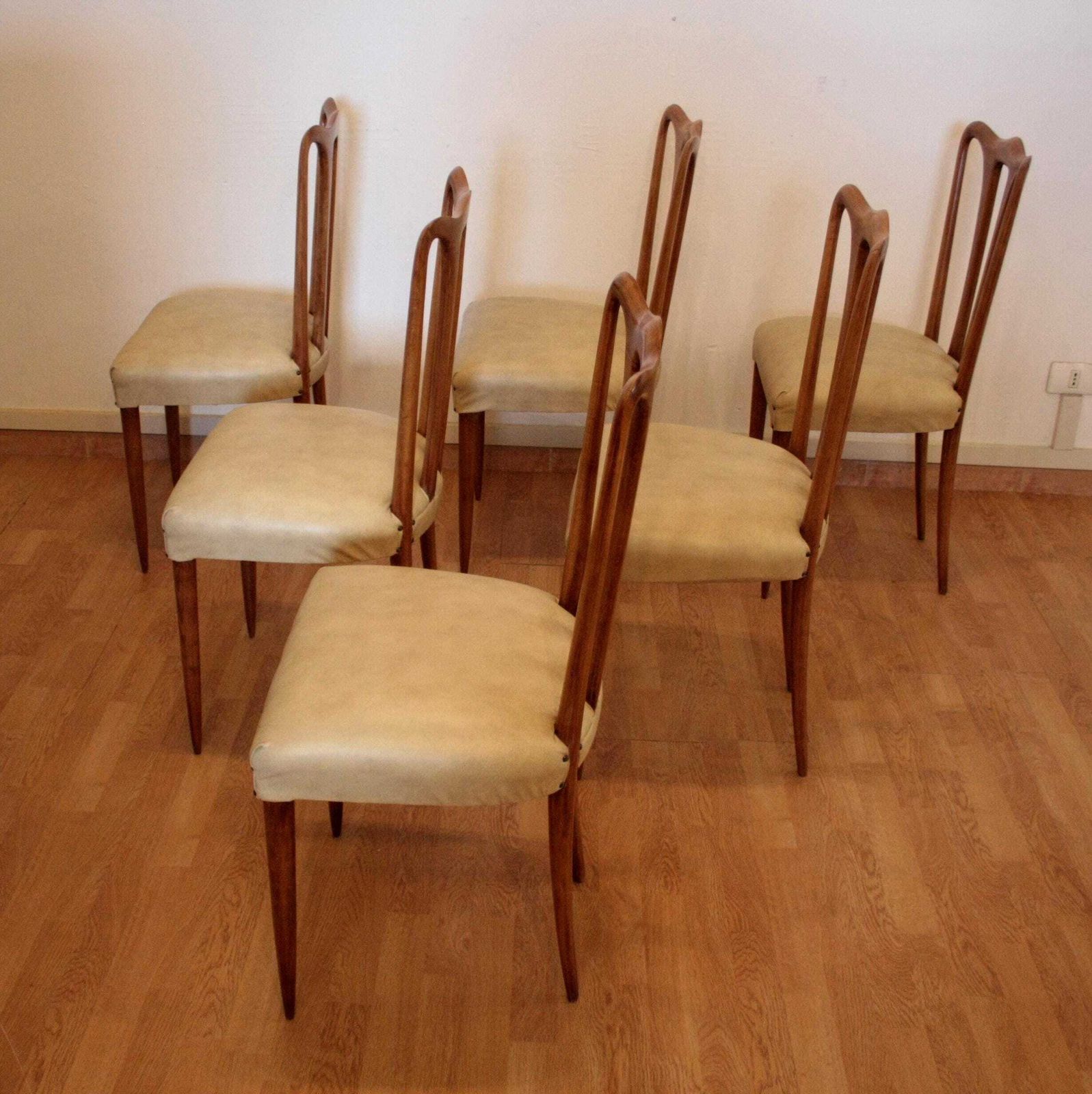 Set Of 6 Mid Century Modern Chairs, Italy, 1960 photo vintage