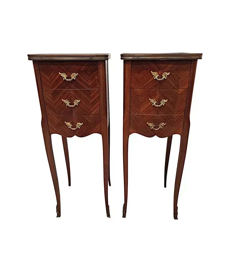 A Very Fine Pair Of 20th Century Marble Top Bedside Chests Or Tables photo furniture