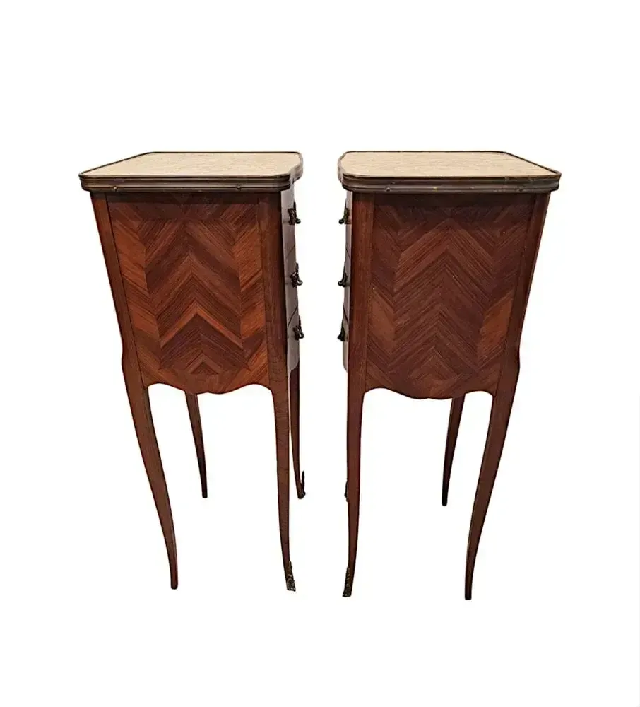 A Very Fine Pair Of 20th Century Marble Top Bedside Chests Or Tables photo 1688.1987