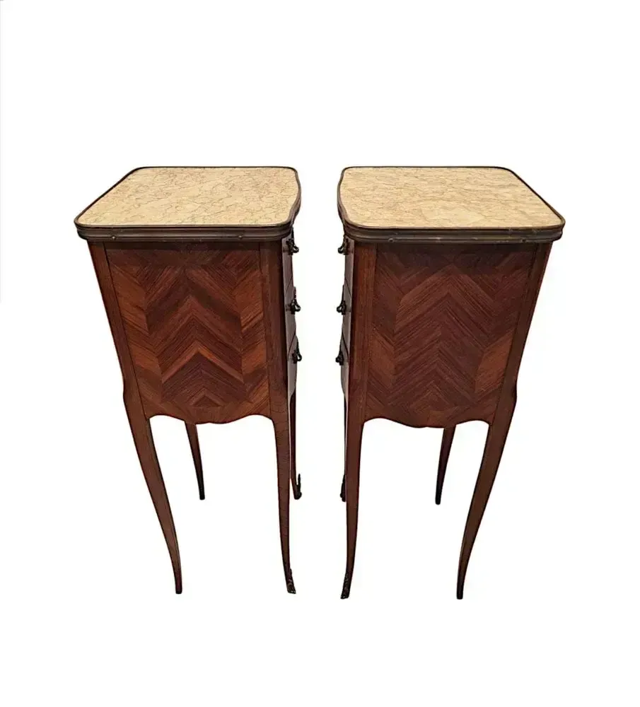 A Very Fine Pair Of 20th Century Marble Top Bedside Chests Or Tables photo vinterior