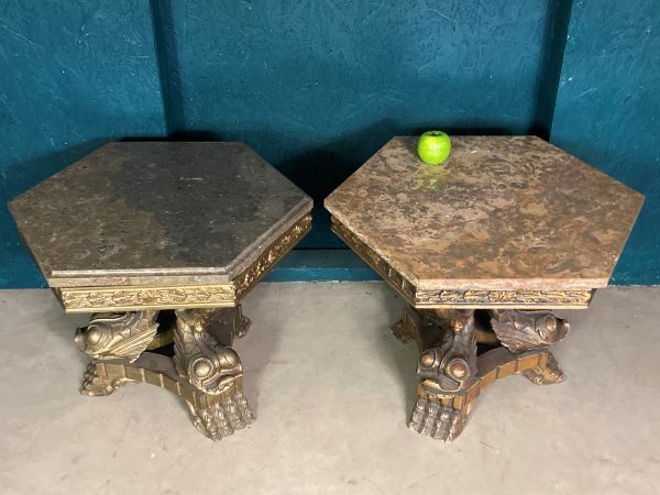 A Near Pair Of Antique Mythlogical Side Tables photo vinterior