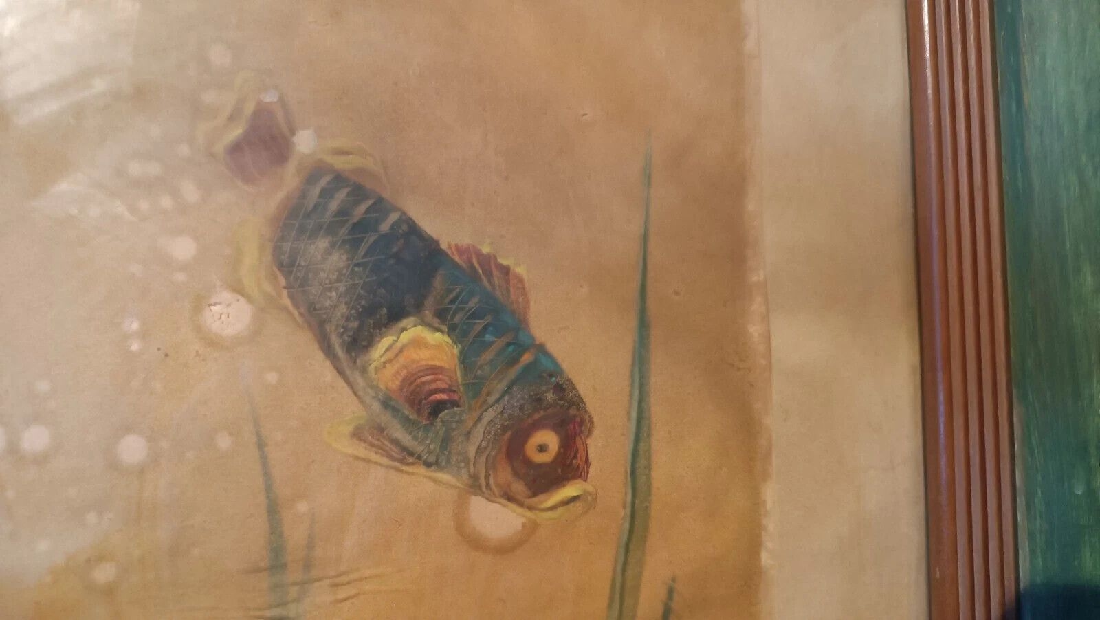 Mixed Media Painting Fish Silvio Polloni (Florence 1888 1972) Wooden Frame photo vinterior