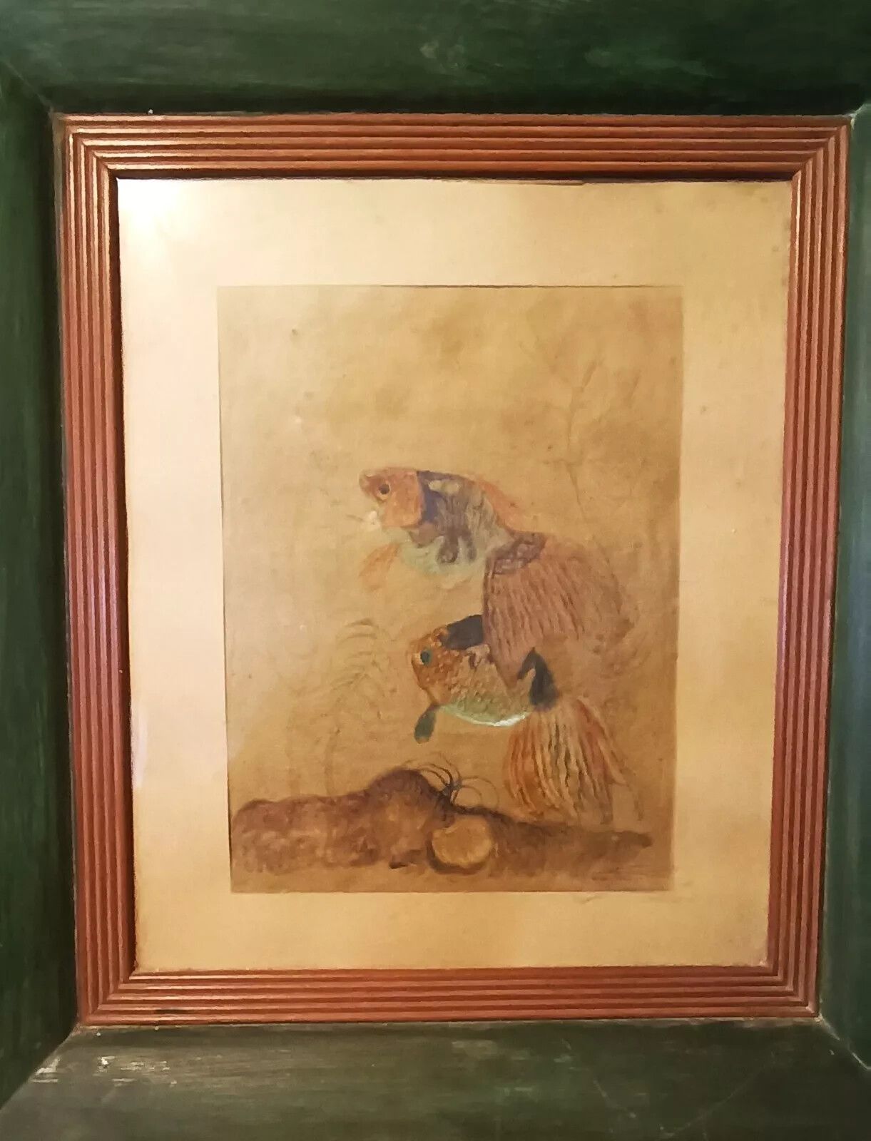 Mixed Media Painting Fish Silvio Polloni (Florence 1888 1972) Wooden Frame photo for sale
