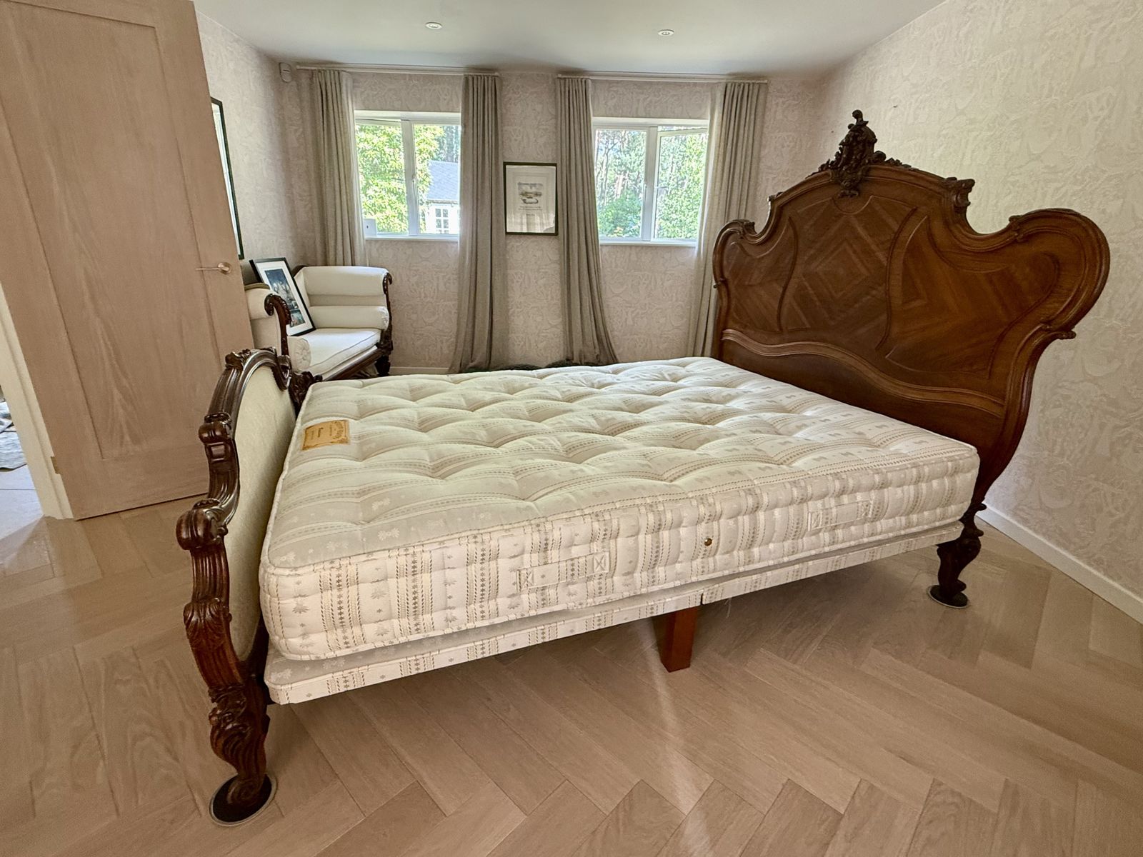 Louis XV Style Bed And Bedside Tables Walnut C1895 photo vinterior