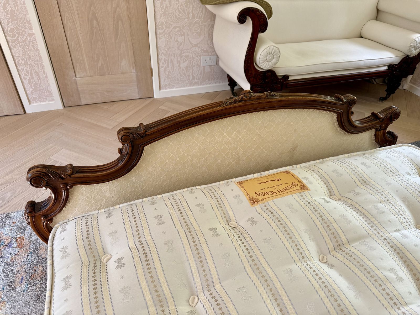 Louis XV Style Bed And Bedside Tables Walnut C1895 photo buy