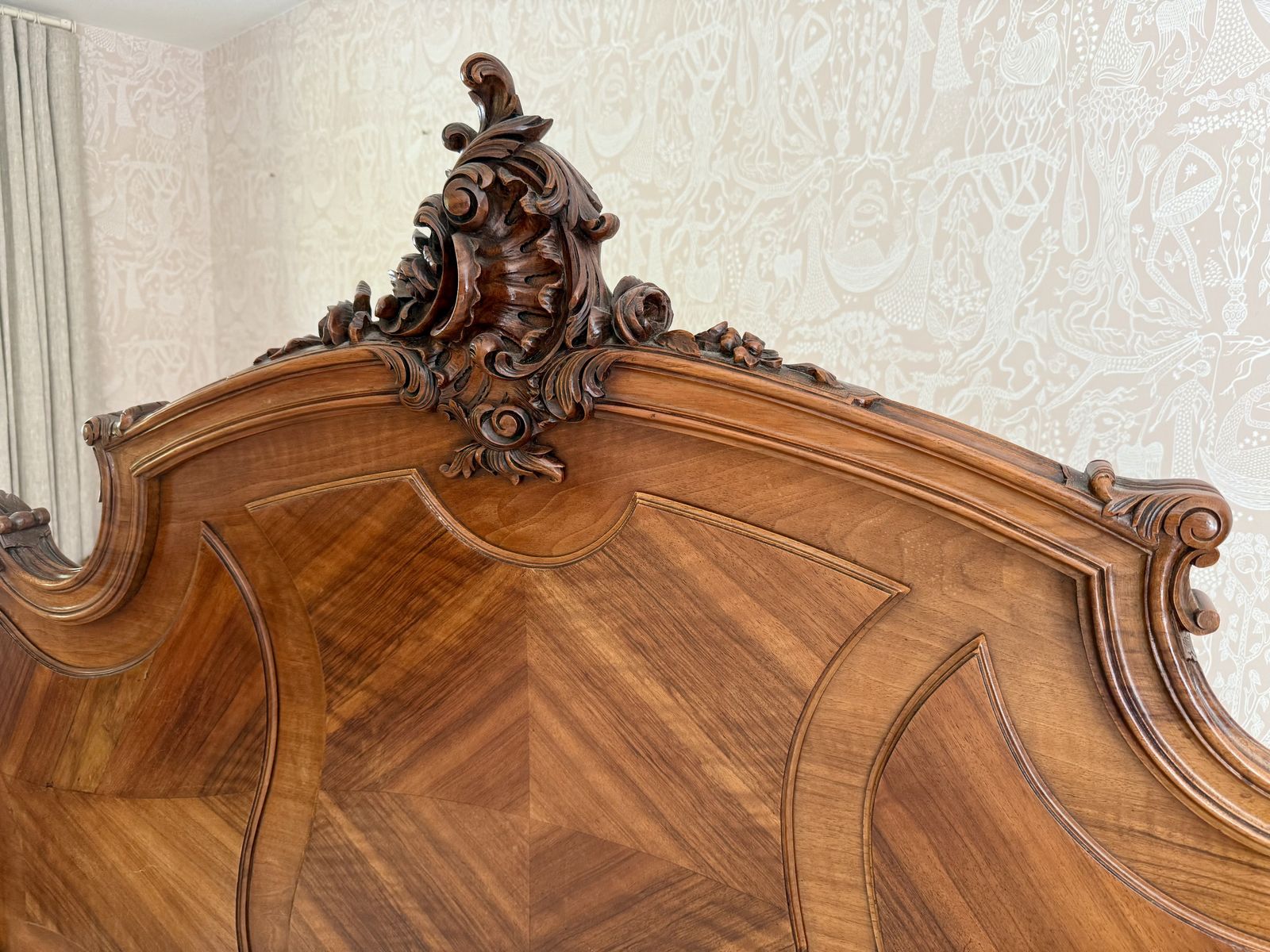 Louis XV Style Bed And Bedside Tables Walnut C1895 photo for sale