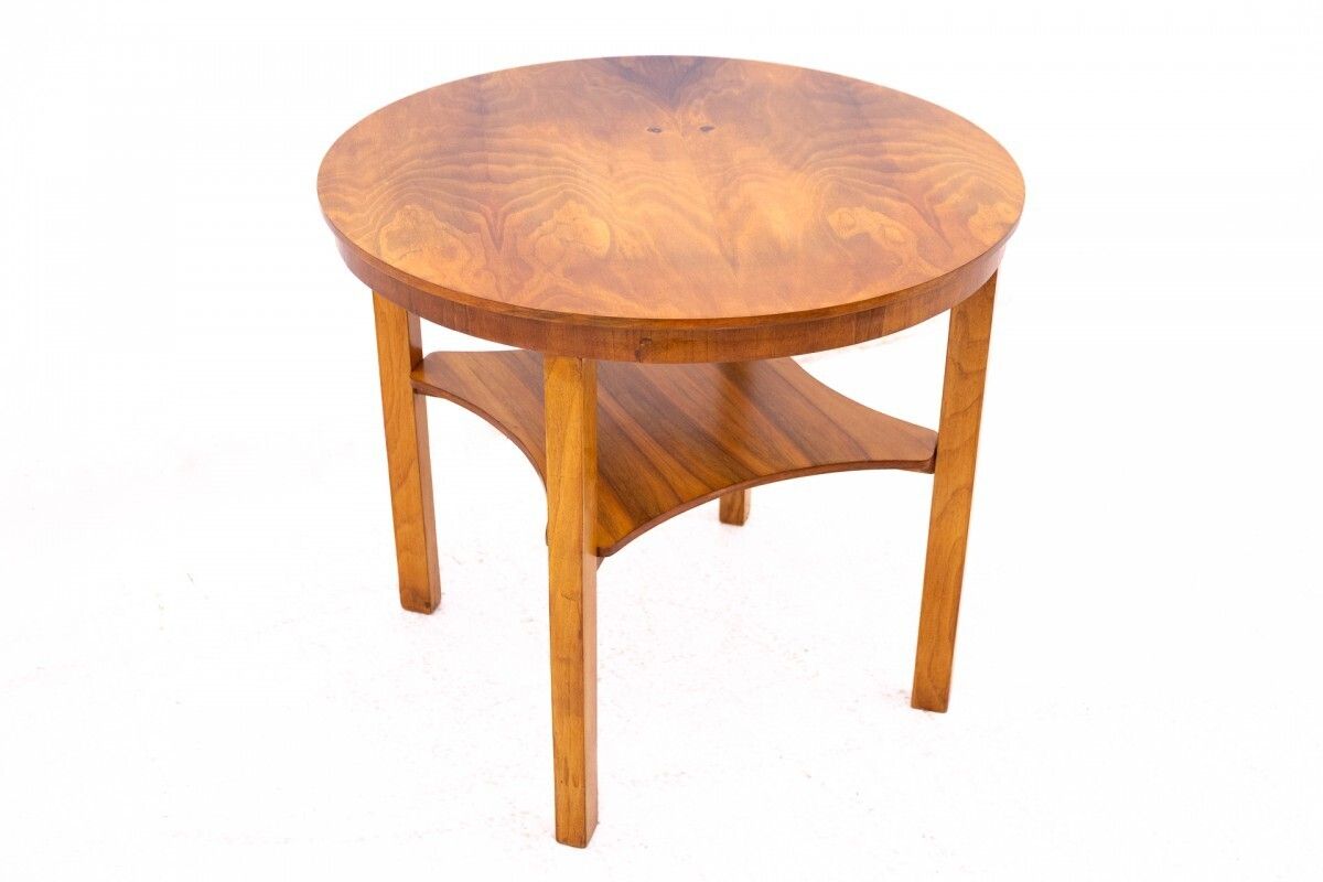 Art Deco Round Table From Around 1950, Poland. After Renovation. photo Furniture