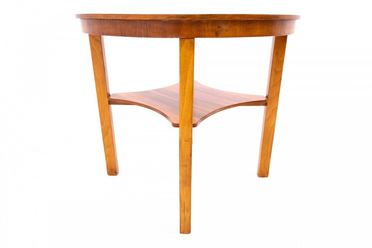 Art Deco Round Table From Around 1950, Poland. After Renovation. photo vintage