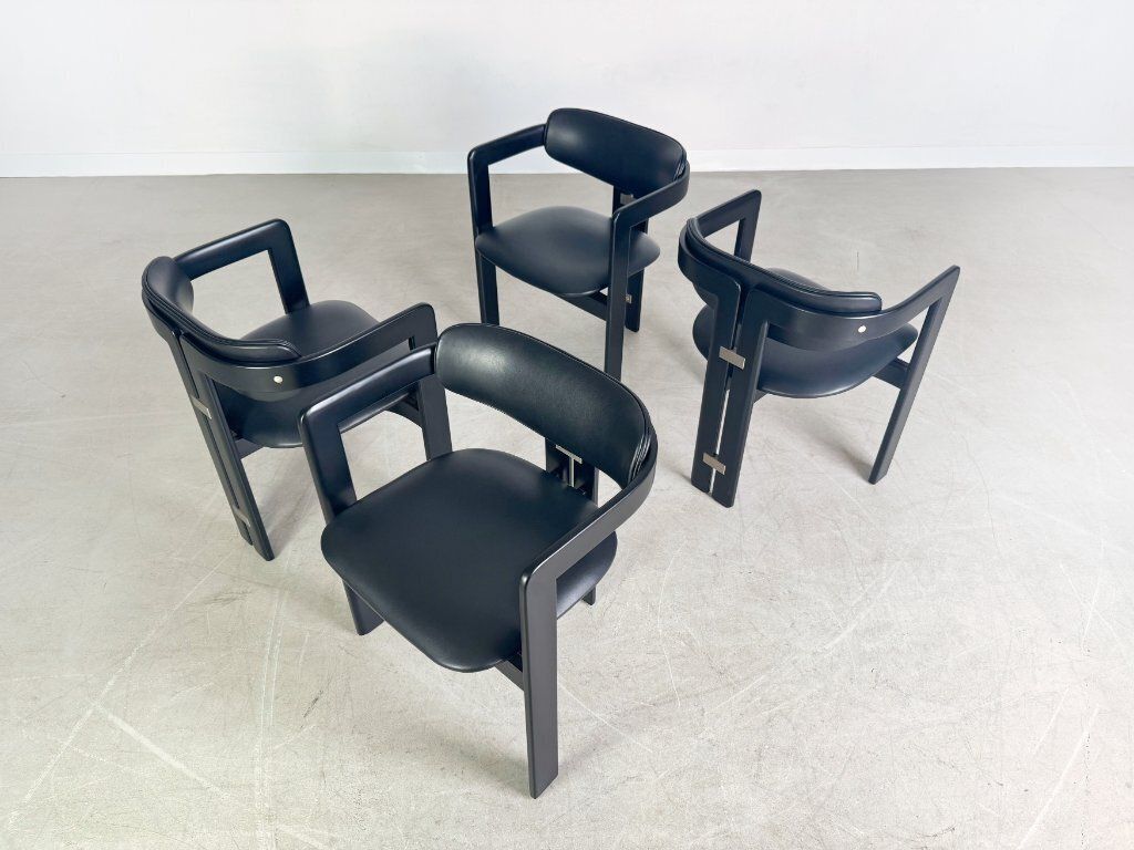 Original Set Of 4 Pamplona Chairs Pozzi Augusto Savini Leather photo buy