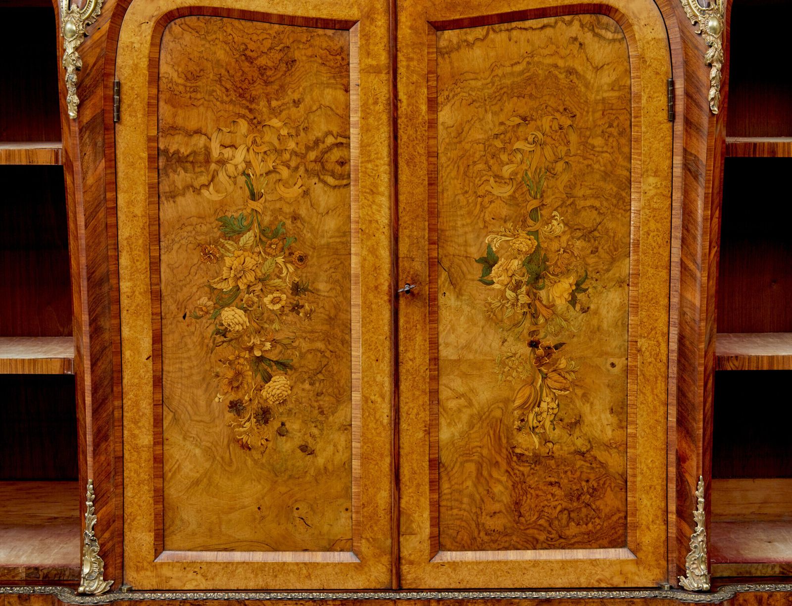 photo for sale High Victorian Inlaid Burr Walnut Credenza With Mirror