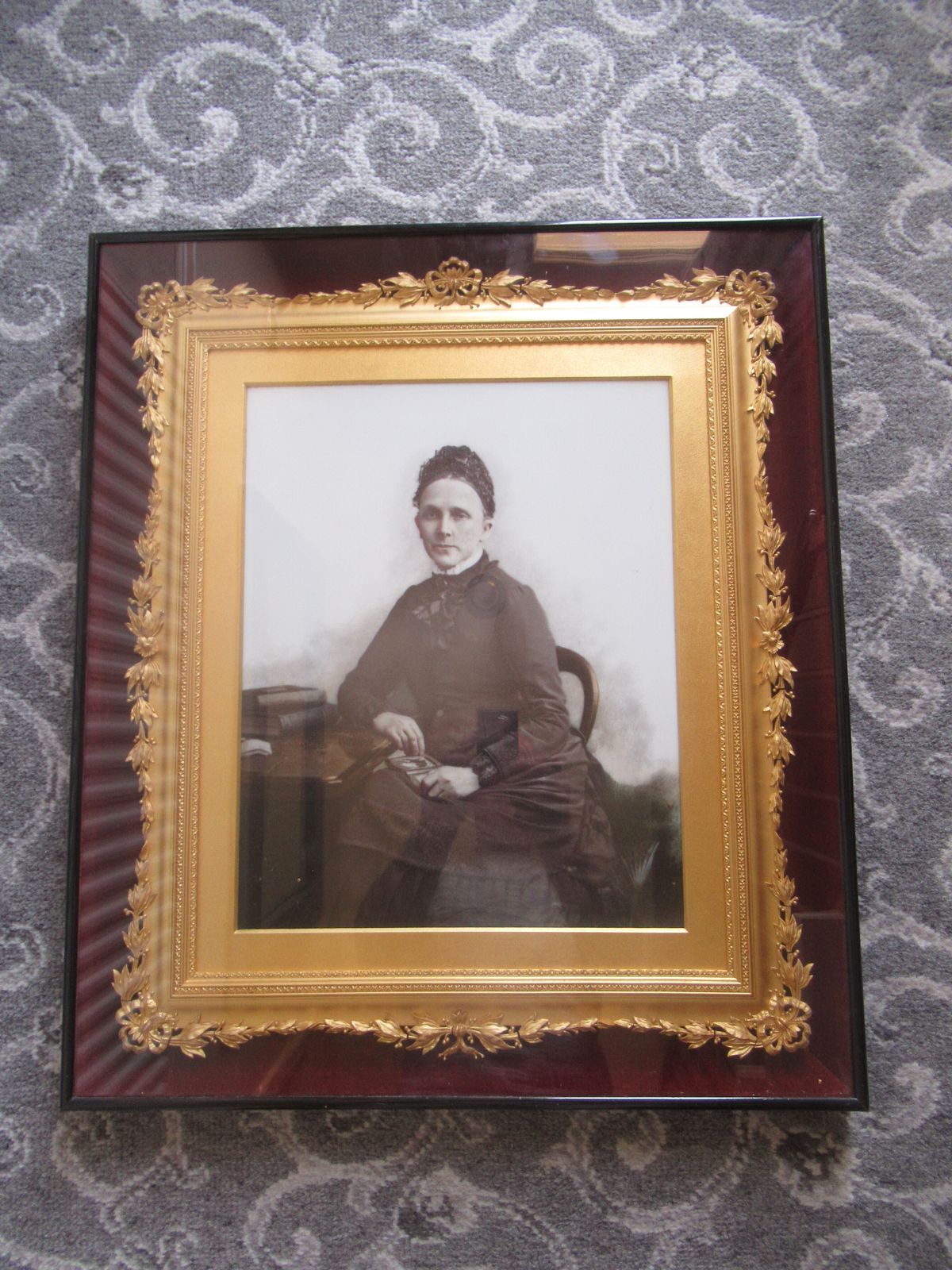 Victorian   1890  Picture Of A Lady  In A Ebonised And Gilt Frame photo for sale