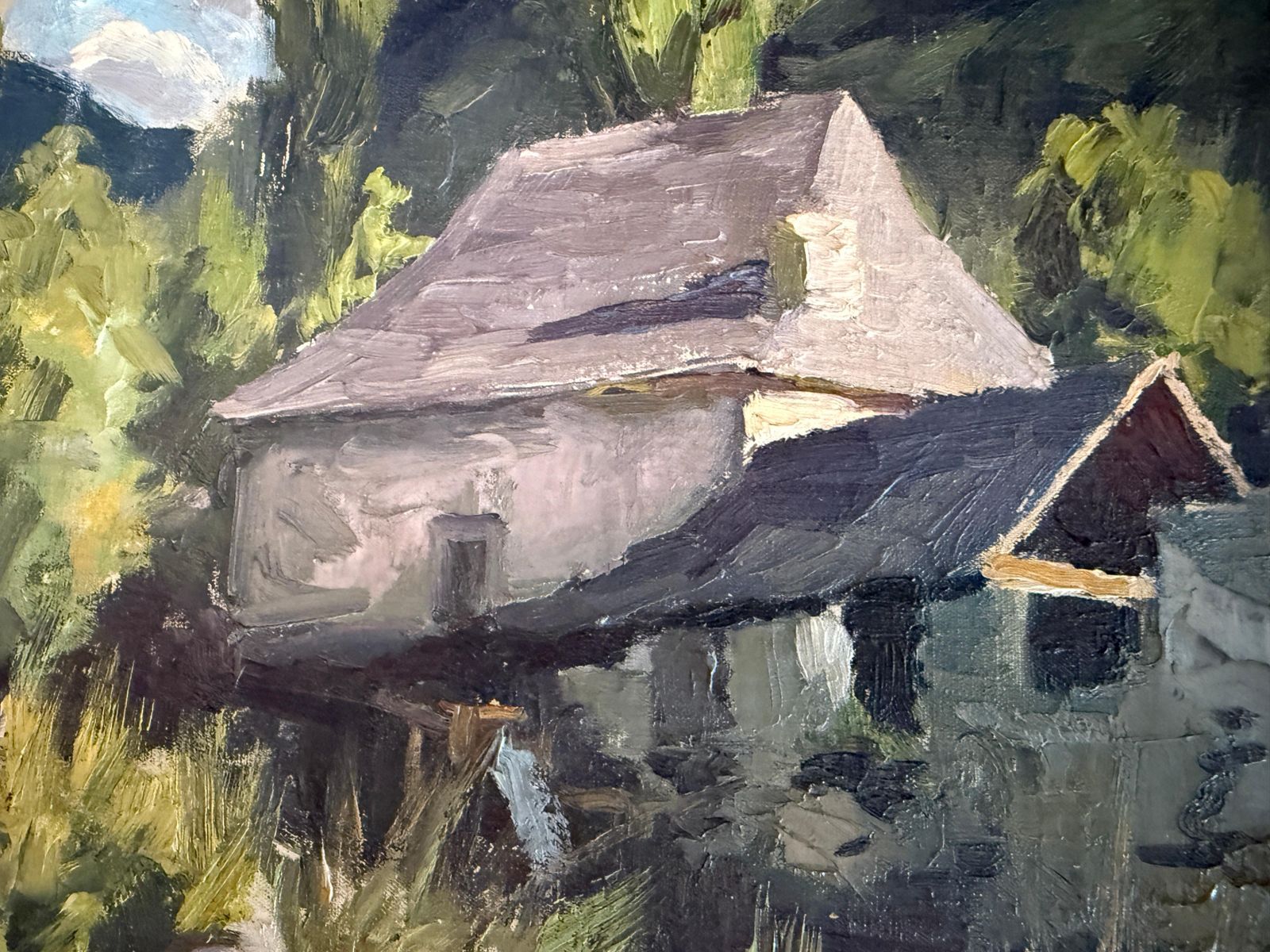 Stone House In Salardú Oil Painting Spanish Landscape Spain C.1955 photo Art