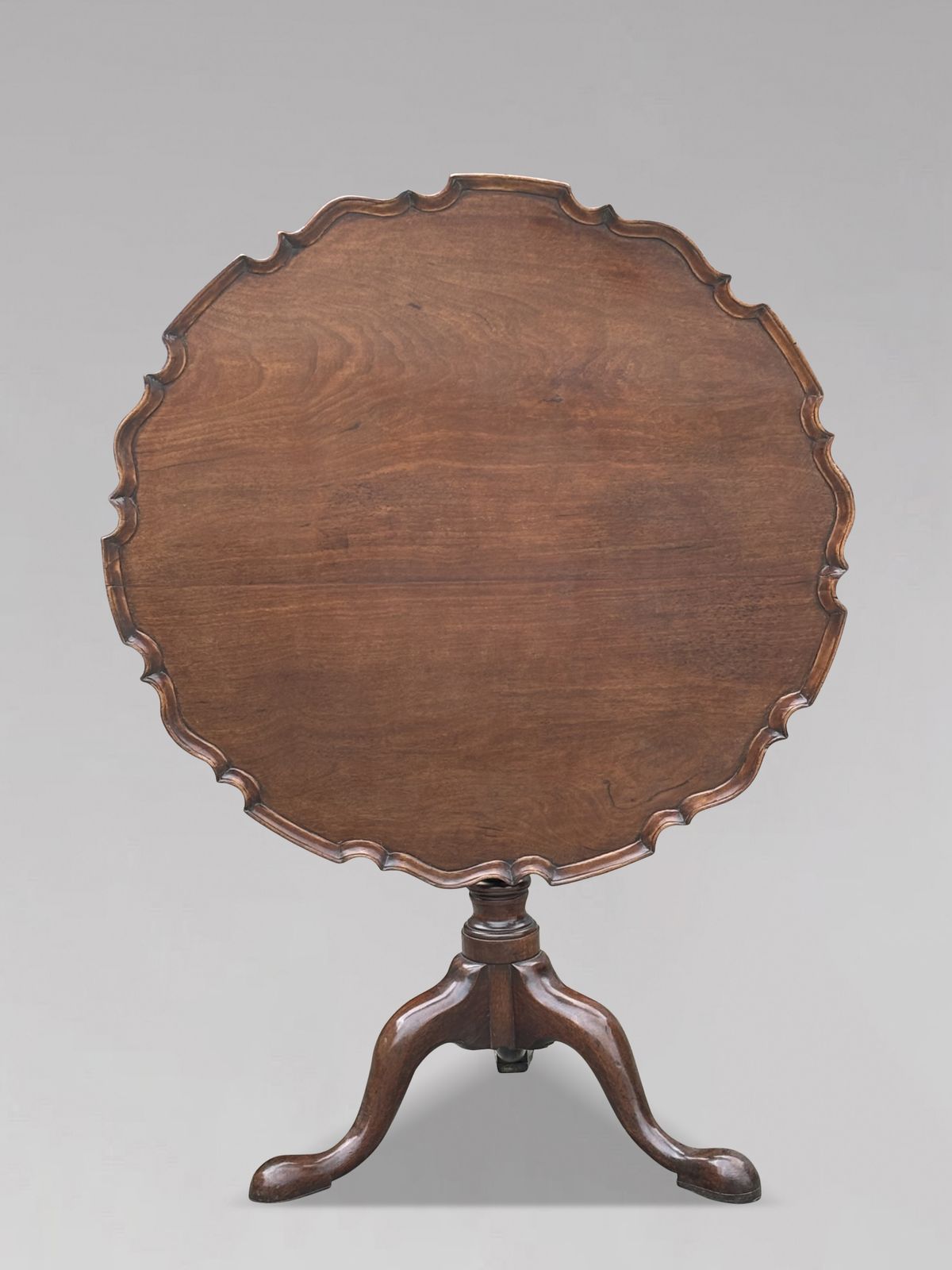 18th Century George III Period Mahogany Pie Crust Edge Tripod Table
