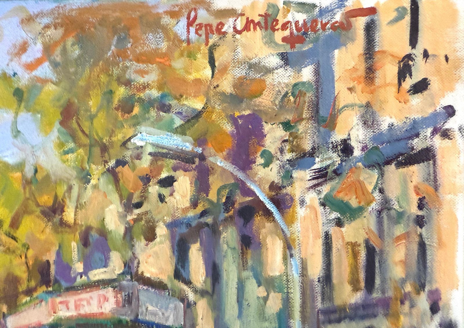 Pepe Antequera – La Rambla, Barcelona, Spanje – Olieverf Op Doek – Europese Kunst, Ca. 1980 photo furniture