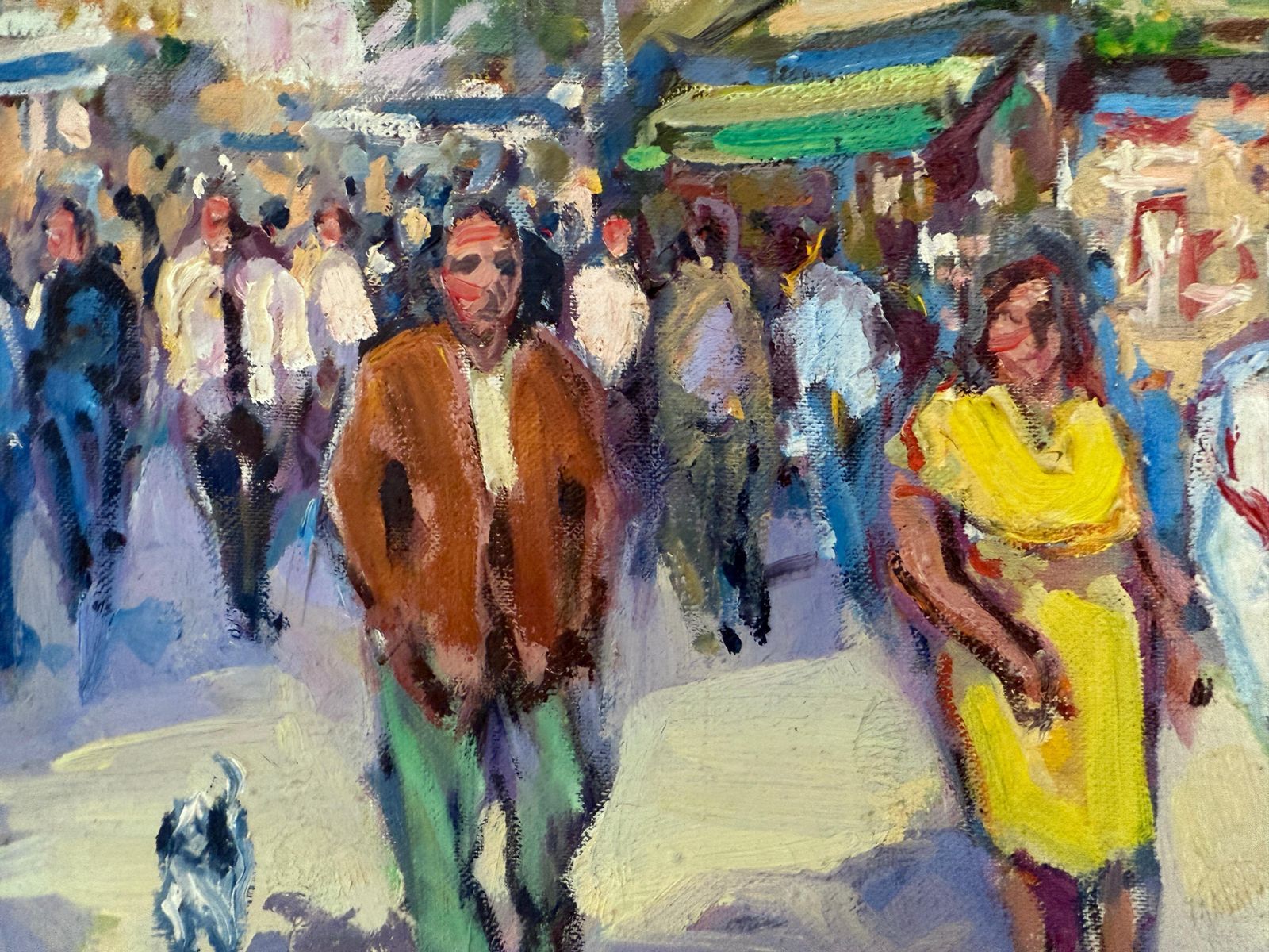 Pepe Antequera La Rambla Barcelona Spain Oil On Canvas Painting European Art C.1980 photo Art