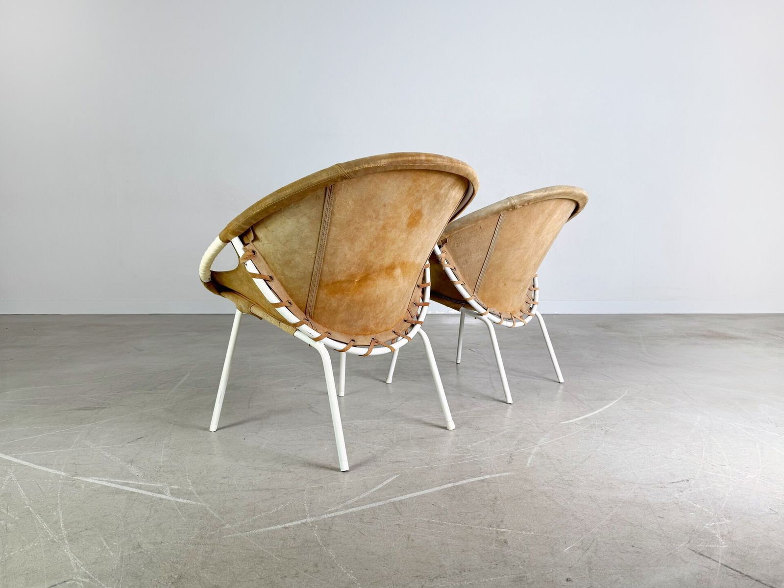 Set Of 2 Original Midcentury Armchairs Lusch & Co Baloon Chair Suede photo 290.0