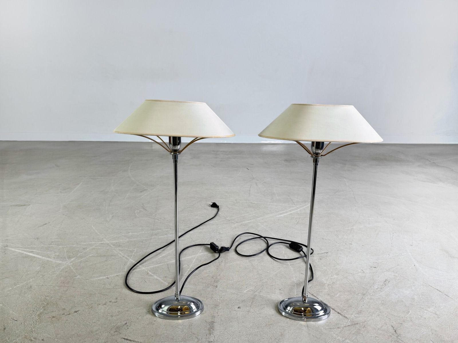 Set Of 2 Chrome Lamps Table Lamp Antique Style Vintage Floor Lamp photo furniture