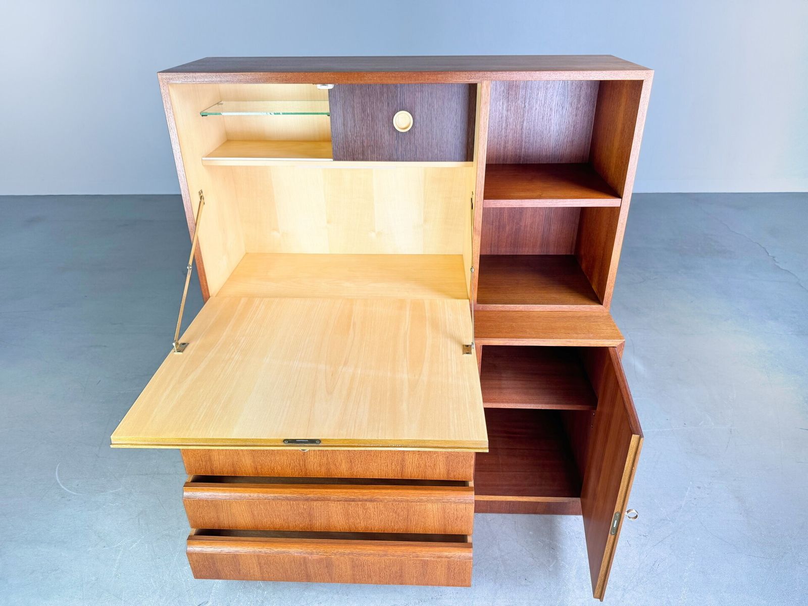 Original Midcentury Georg Satink Chest Of Drawers Secretary Wk Furniture Teak photo vinterior