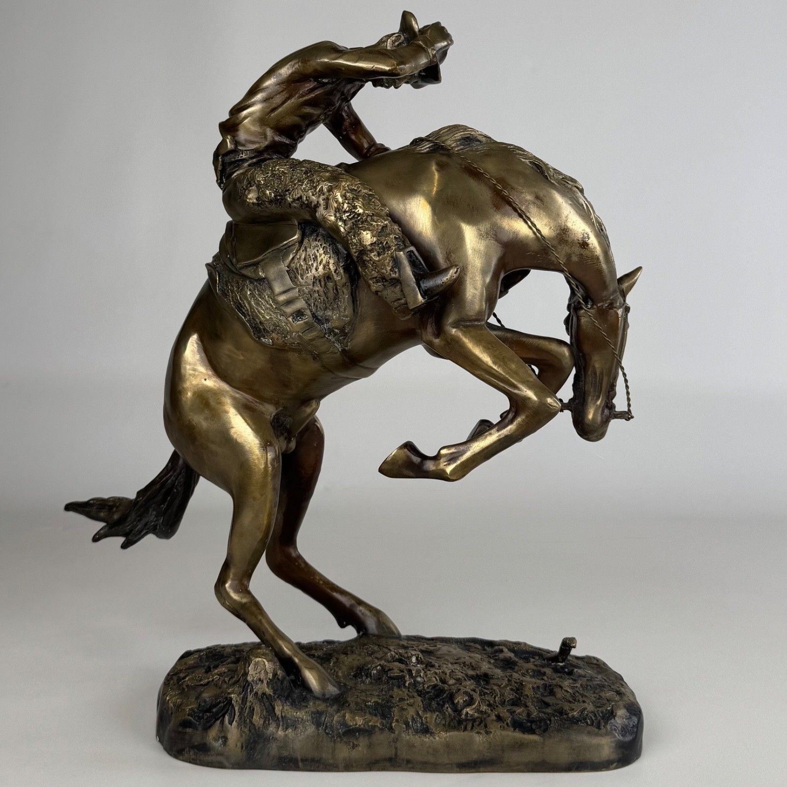 Antique 20th Century Brass Sculpture By Frederic Remington photo vinterior