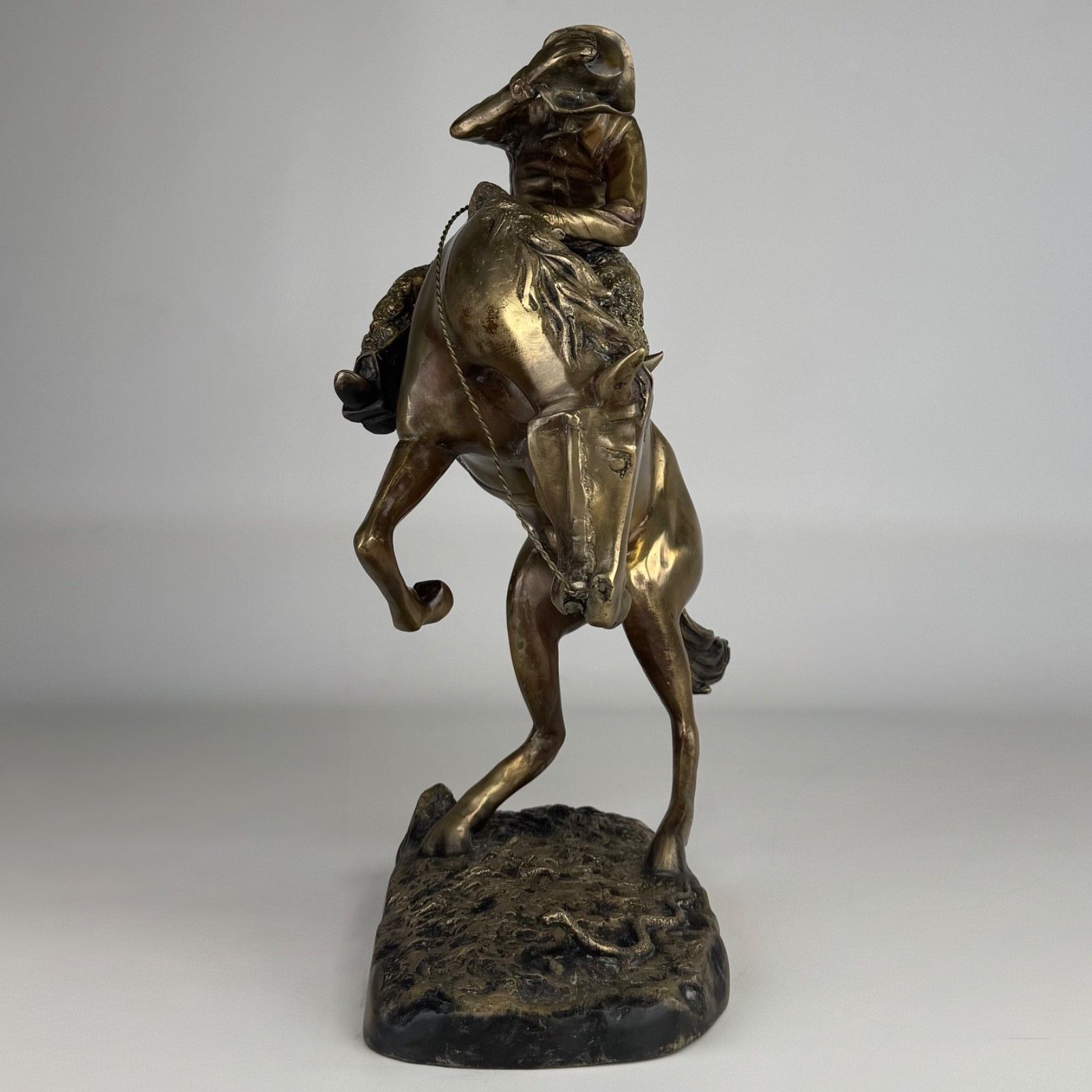 Antique 20th Century Brass Sculpture By Frederic Remington photo vintage