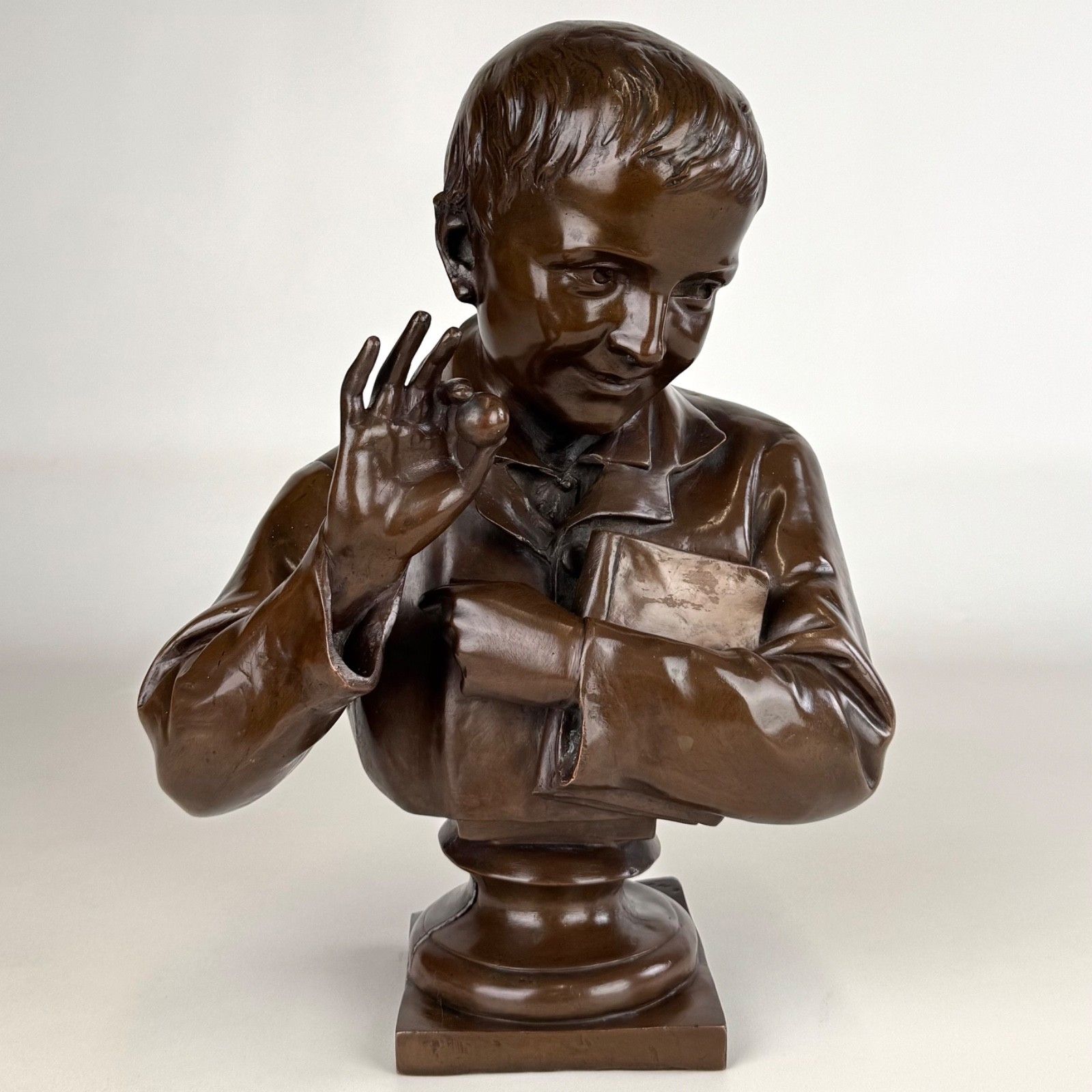Antique 19th Century Decorative Bronze Bust Of A Student