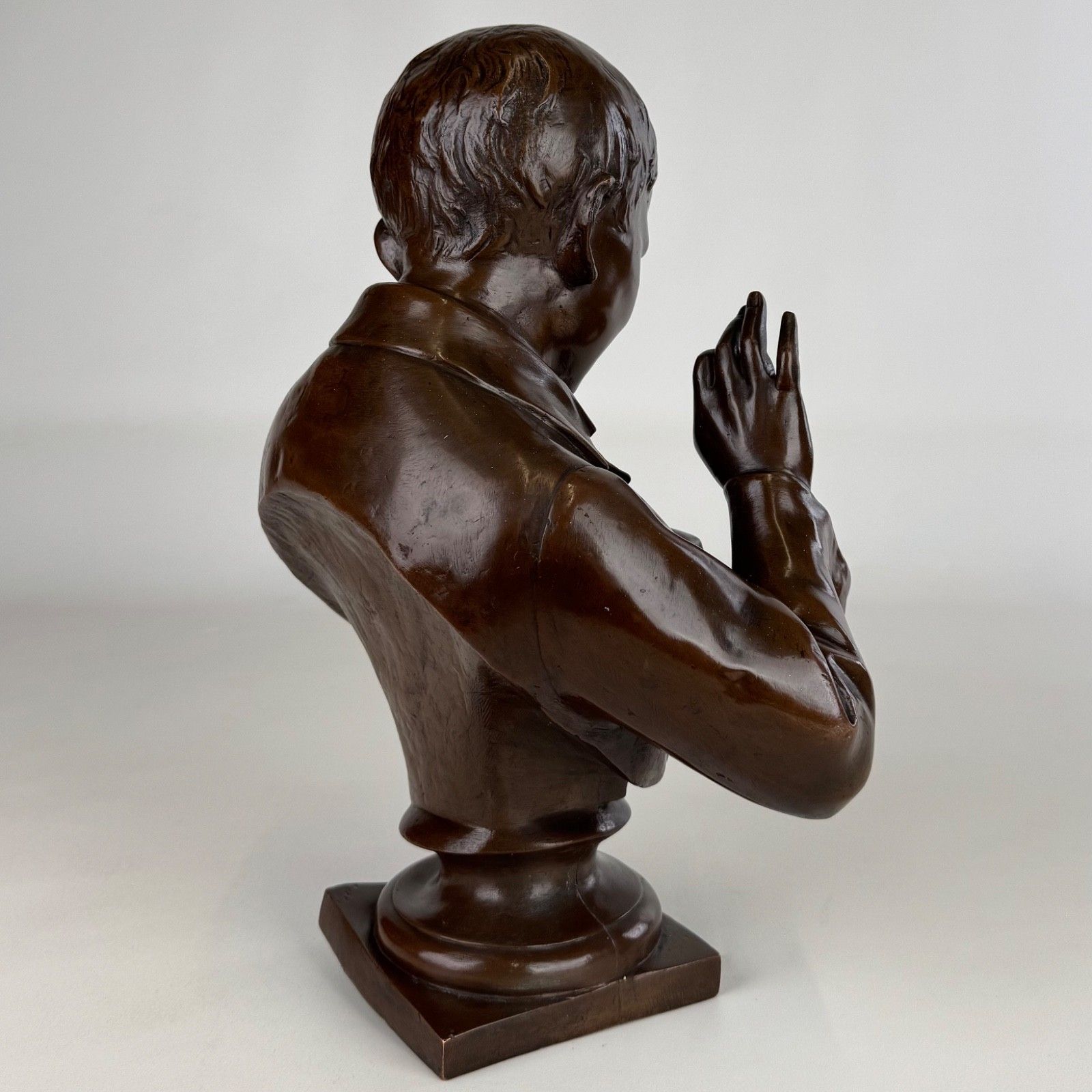 Antique 19th Century Decorative Bronze Bust Of A Student photo vinterior