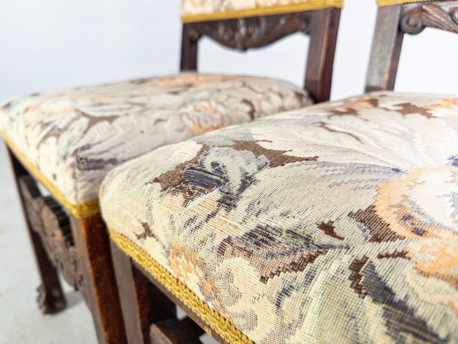 Original Set Of 2 Neo Baroque Chairs Antique Wood Carving Floral photo vinterior