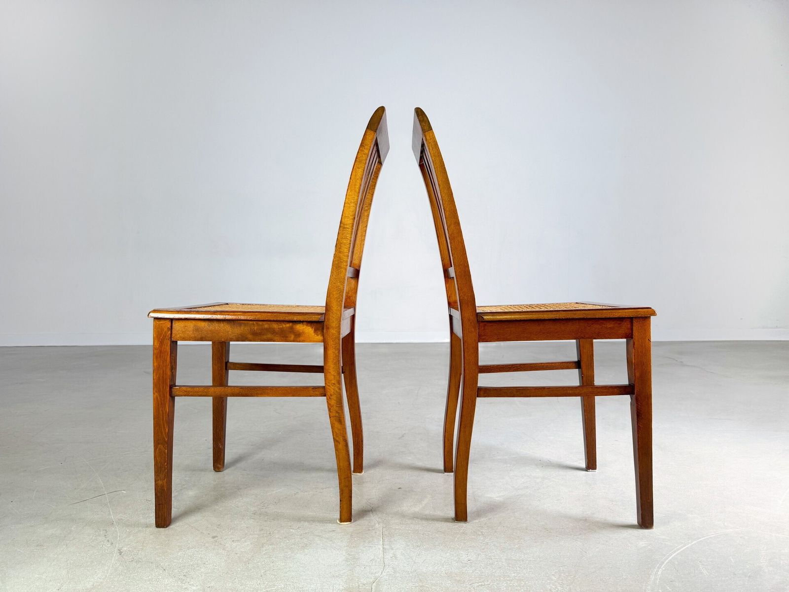 Set Of 2 Art Nouveau Chairs Viennese Wickerwork Side Chair Antique photo vintage