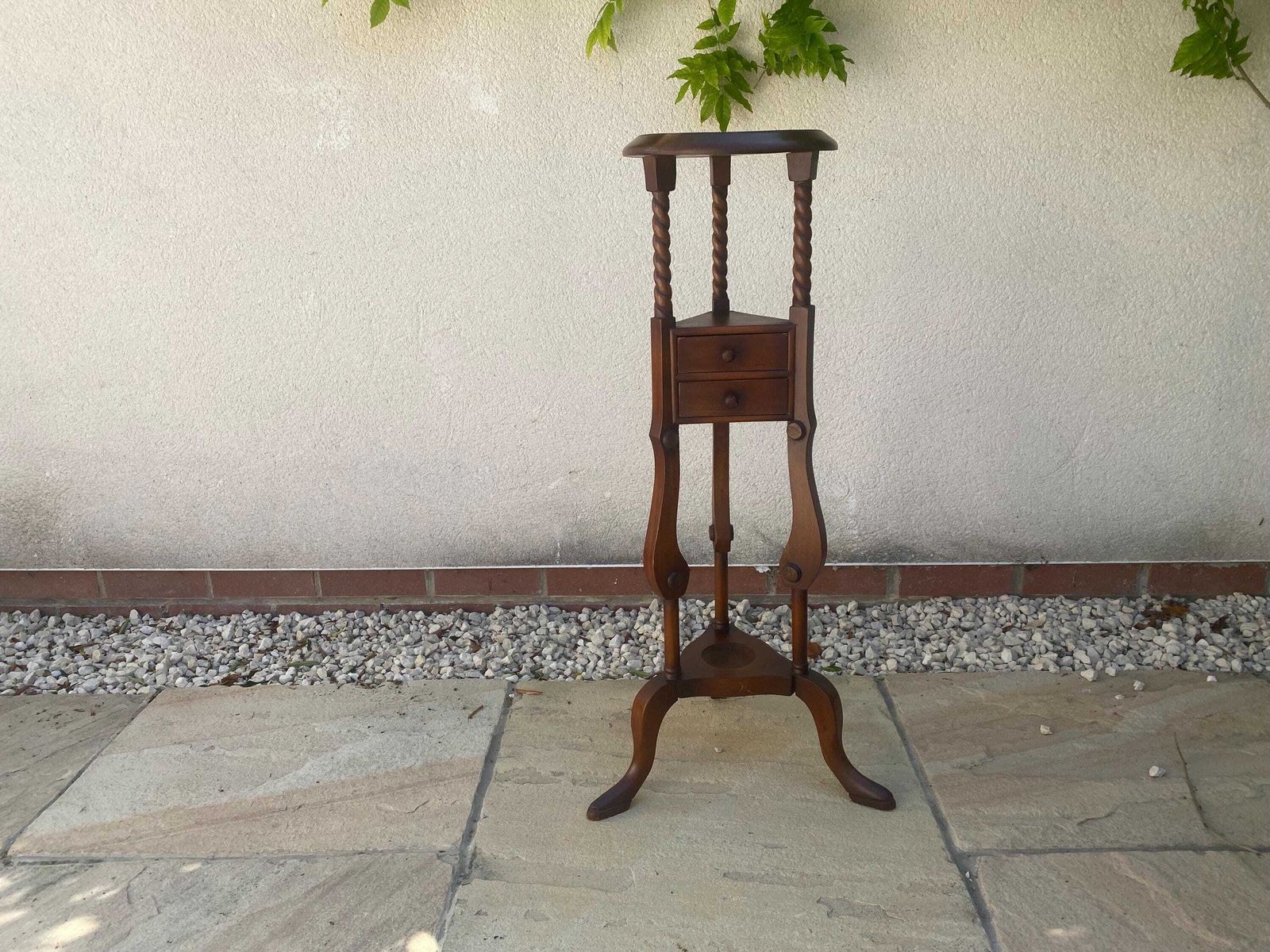 Antique Vintage Oak Plant Stand With Barley Twist Legs / Side Table / Lamp Table Arts And Crafts photo 150.0