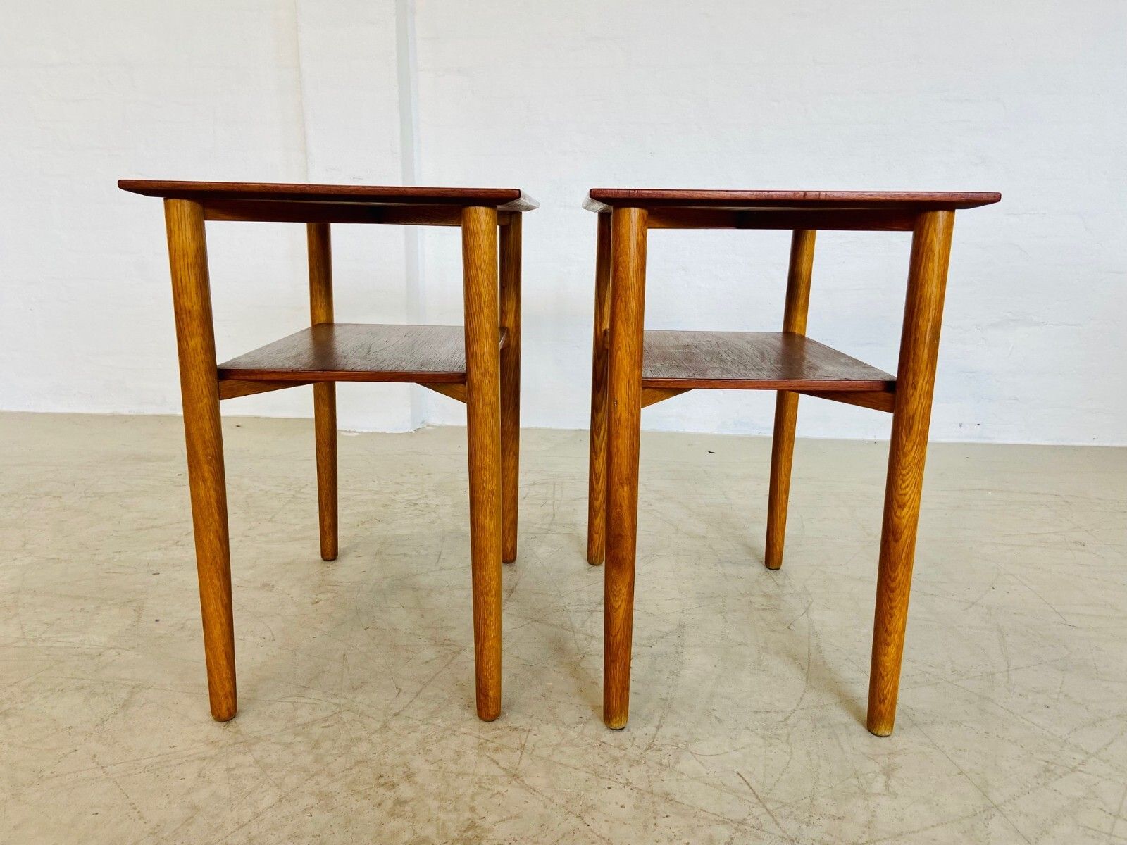 photo buy Vintage Danish  Mid Century Teak And Oak Bedside Tables  By Næstved Møbelfabrik