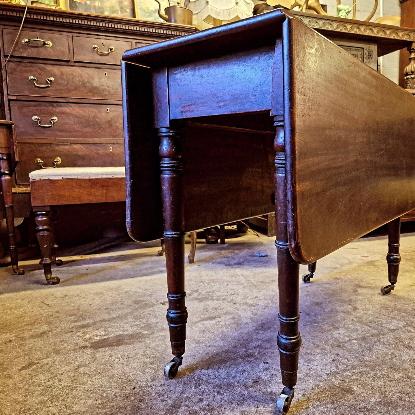 Fab Circa 1820 Regency Pembroke Mahogany Table On Turned Legs And Brass Castors photo furniture