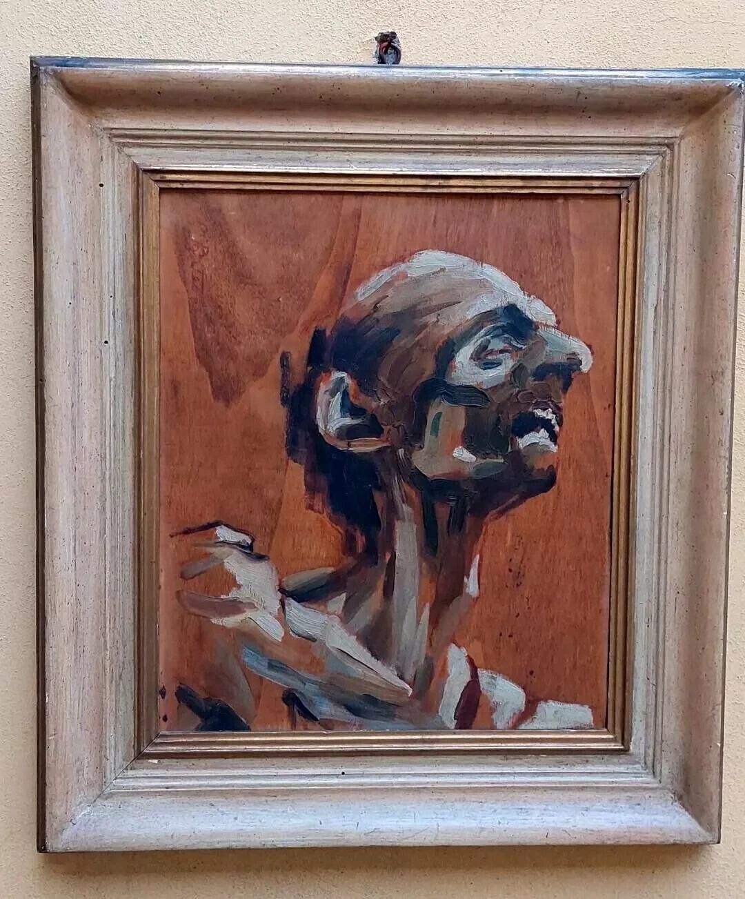 Portrait Painting "War Memory" Auschwitz Panteo Roberto (Milan 1915 ?)