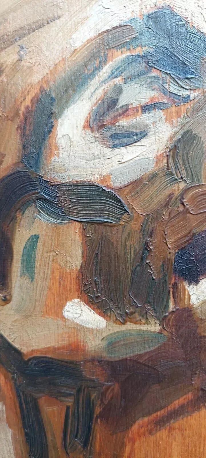 Portrait Painting "War Memory" Auschwitz Panteo Roberto (Milan 1915 ?) photo Art