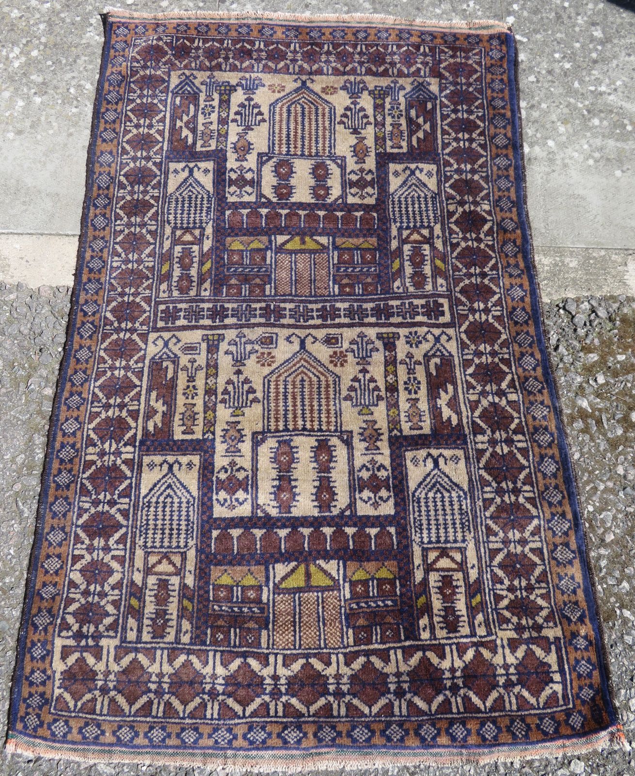 Unusual Mosque Design Afghan Rug. Herat Region. 133cm X 85cm.