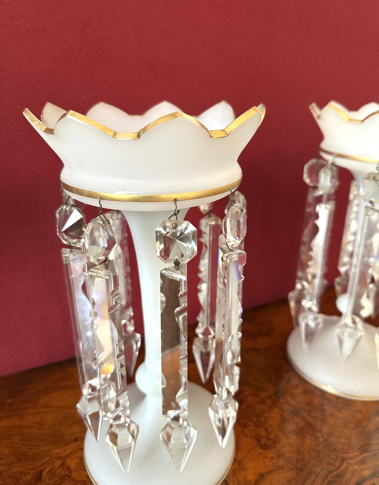 Pair Of Opaline Victorian Lustres photo buy