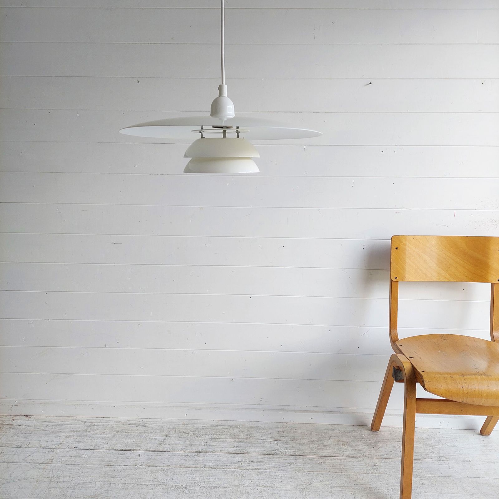 Mid Century  Ikea 'Vinter' Pendant Lamp Vintage Metal Triple Ring Ceiling Light Louis Poulsen Style 90s photo Lighting