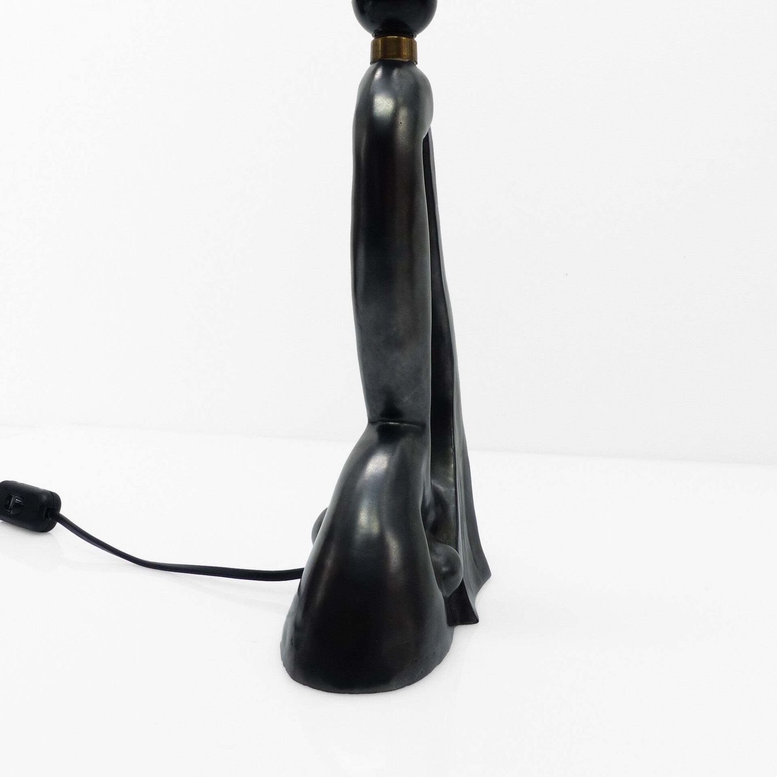 Anthropomorphic Sculptural Lamp In Black Ceramic By Gil Agnoloni, Italy, 1950 photo Lighting