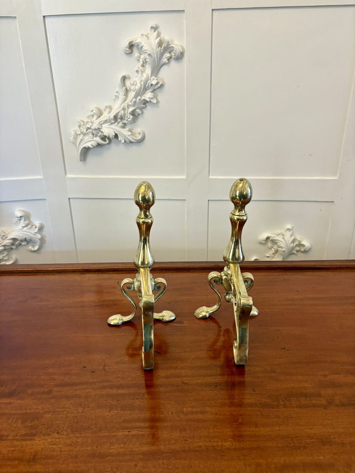 Pair Of Antique 19th Century Quality Brass Fire Dogs photo for sale