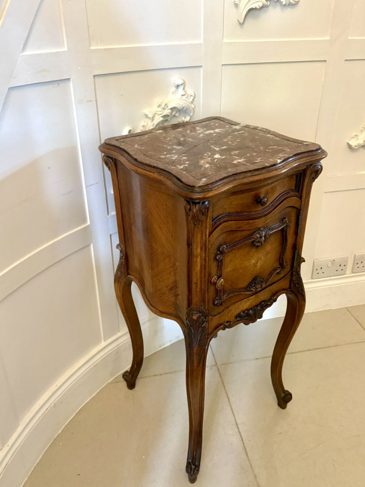 Antique 19th Century Quality Carved Walnut French Bedside Cabinet photo Furniture