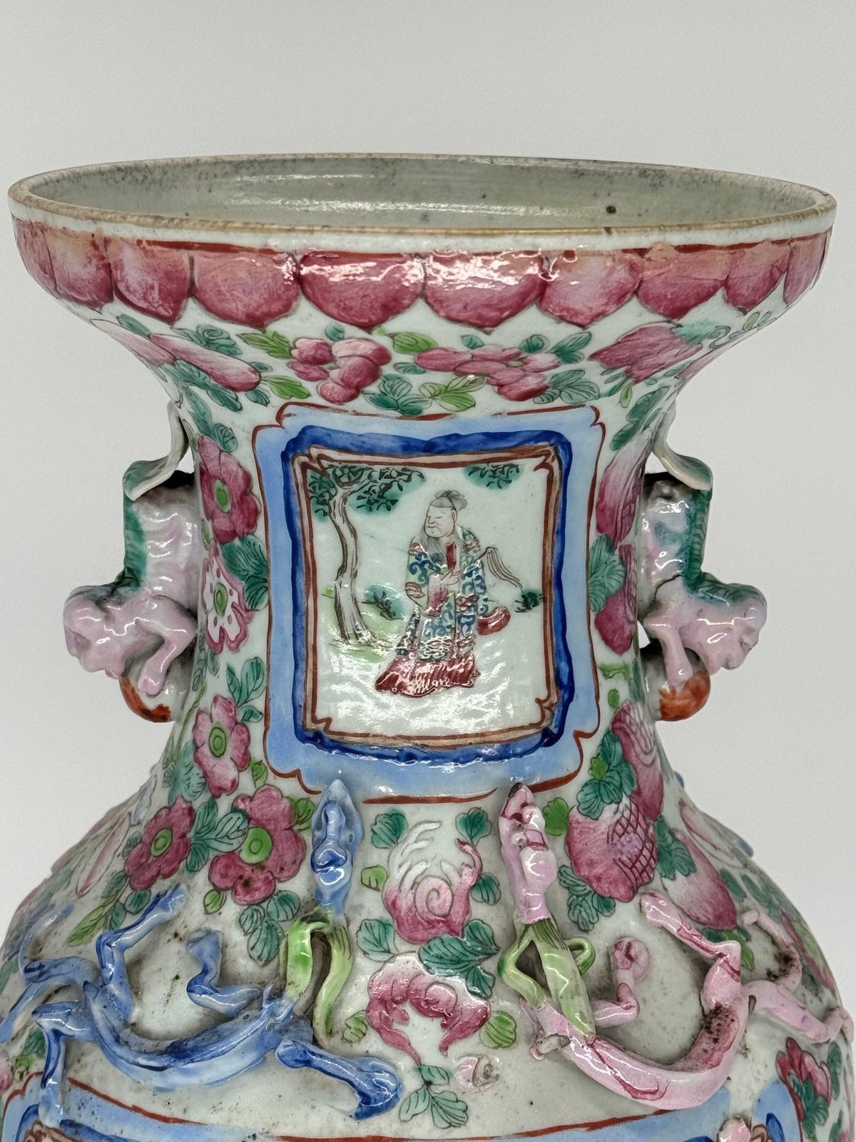 Pair Of Chinese Famille Rose Baluster Form Vases, 19th Century photo Home Decor