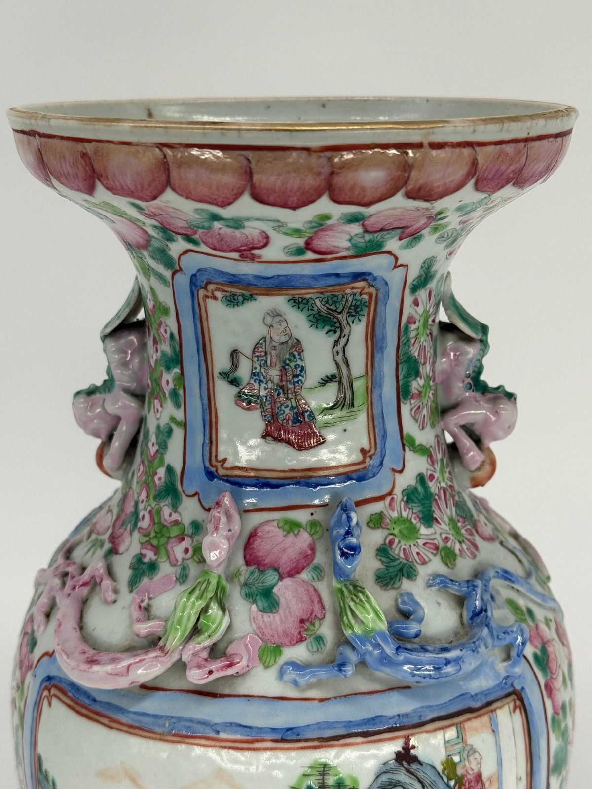 1100.0 Pair Of Chinese Famille Rose Baluster Form Vases, 19th Century photo