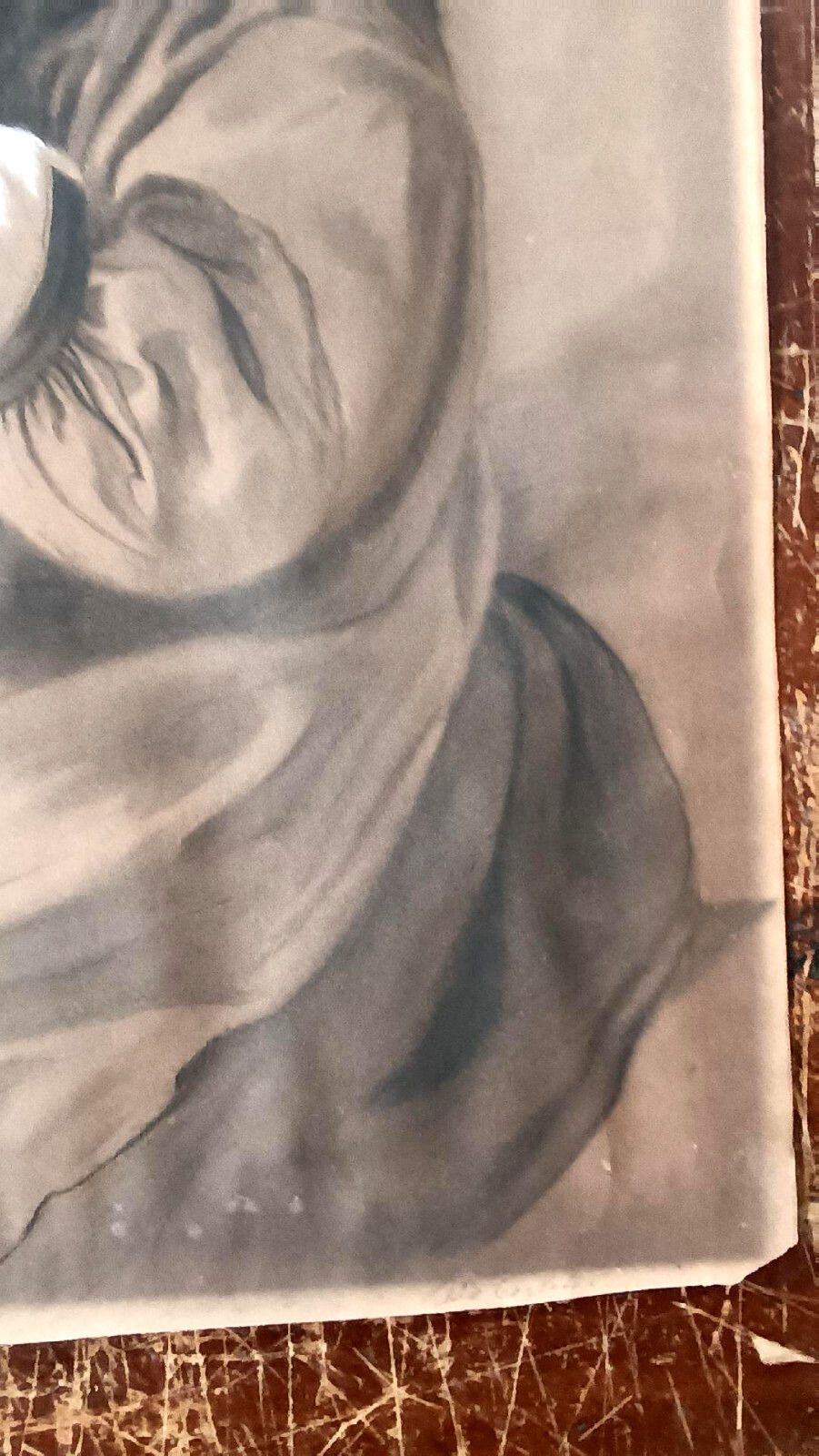 photo furniture Female Portrait Charcoal Design White Pencil Signed Bag Late 800