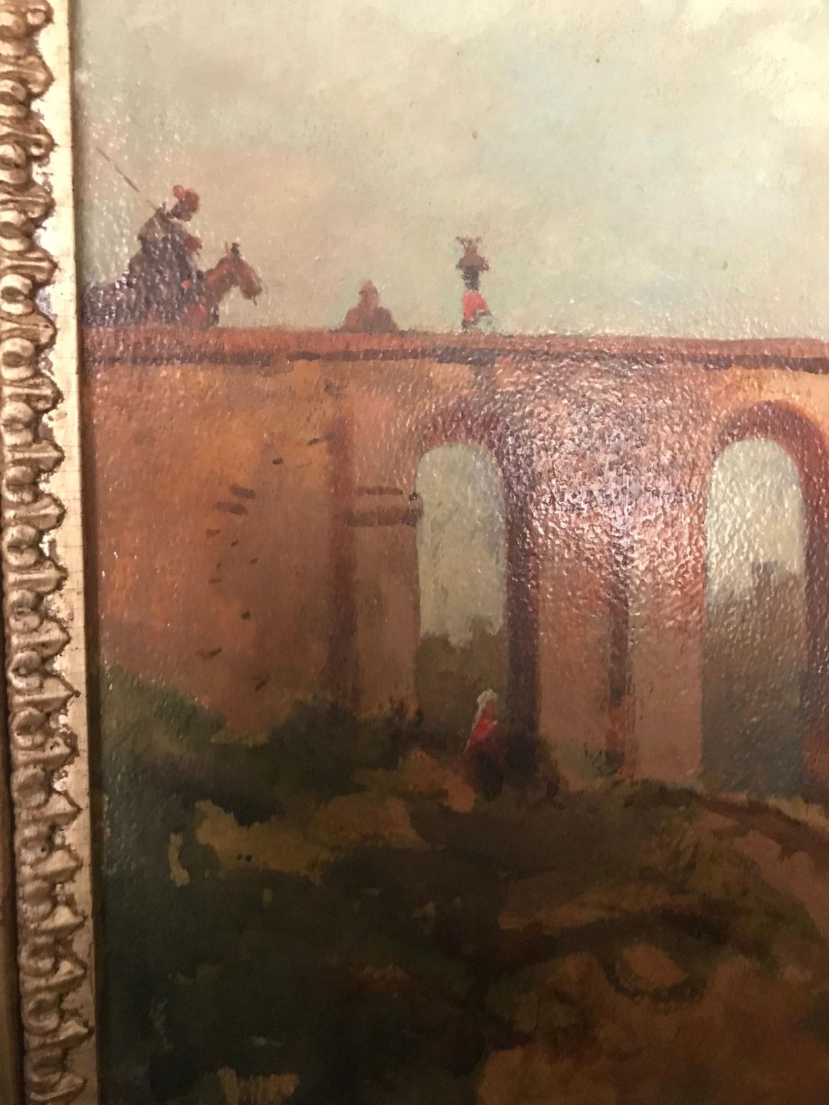 Oil Painting Jacob, Julius Berlin 1842 Genazzano, Piscopal Palace And Bridgeacce photo buy